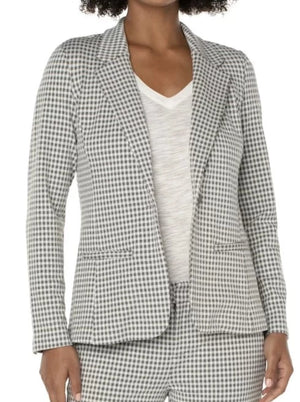 Fitted Blazer - Sage and White Gingham