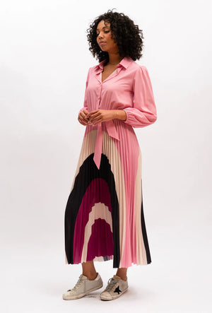 Bridget Pleat Dress - Sangria Multi Collection