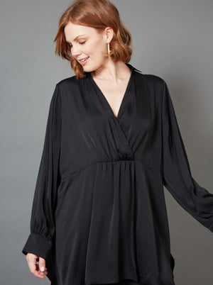 Winona Pleat Blouse - Ebony