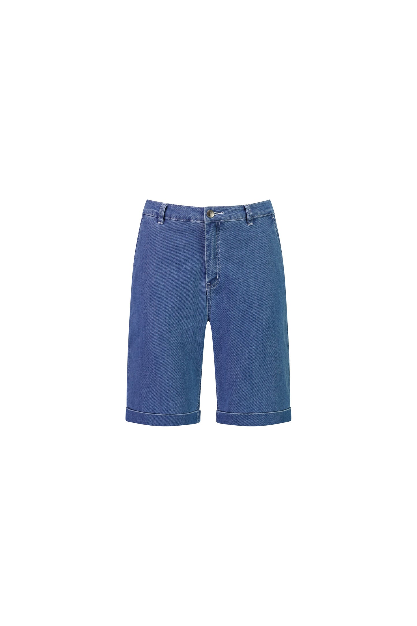 Slim Leg Above Knee Short - Mid Wash