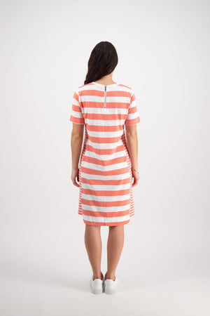 Short Sleeve Dress with Side Panel - Coral