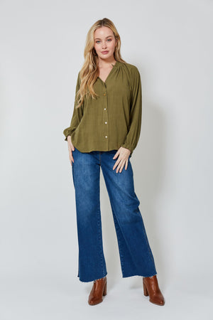 Vera Pleat Blouse - Evergreen