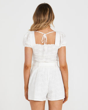 Asher Shirred Top - White