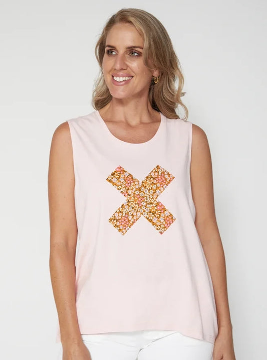 Tank - Peony Floral Cross