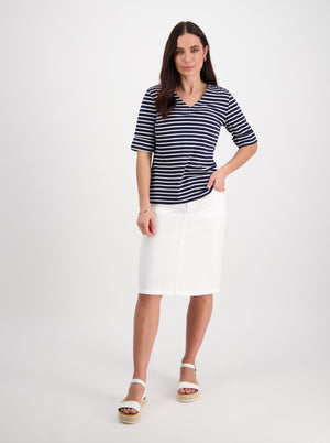 Skirt with Centre Back Vent - White