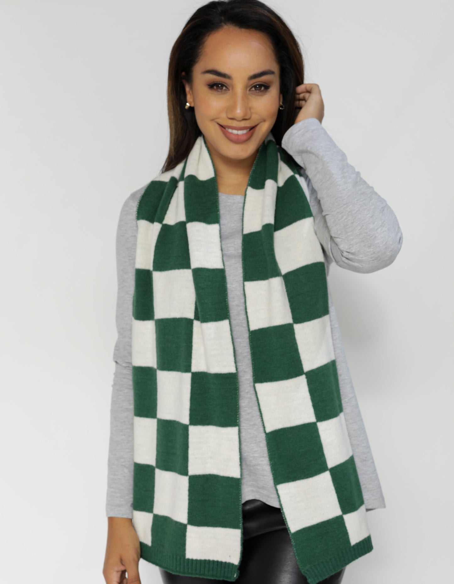 Scarf - Check Emerald and Cream