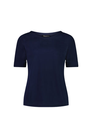 Boat Neck Tee - Navy