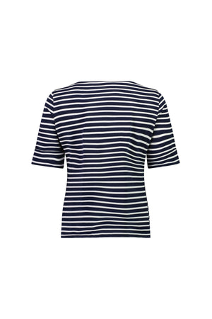 V Neck Top - Navy/White Stripe