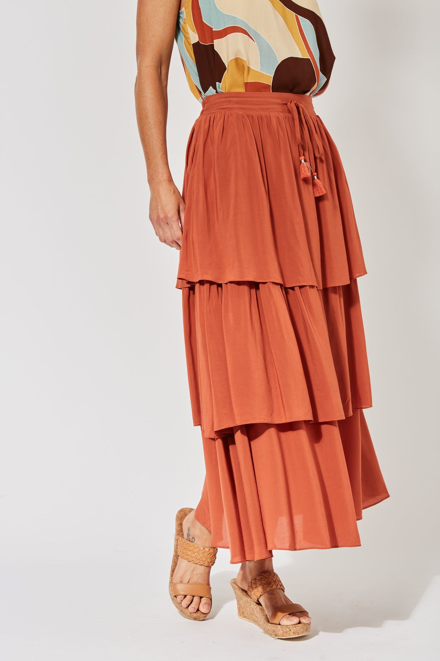 Saba Tiered Skirt - Rust