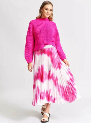 The Sunray Pleat Skirt- Pink Tie Dye