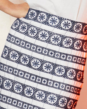 Our Love Embroidered Skirt - White & Blue