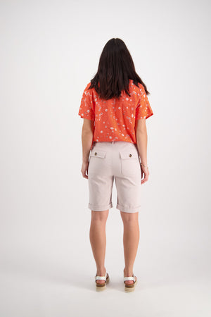 Cotton Drill Above Knee Short - Mushroom