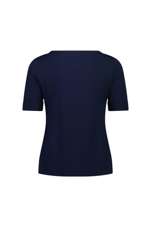 Boat Neck Tee - Navy