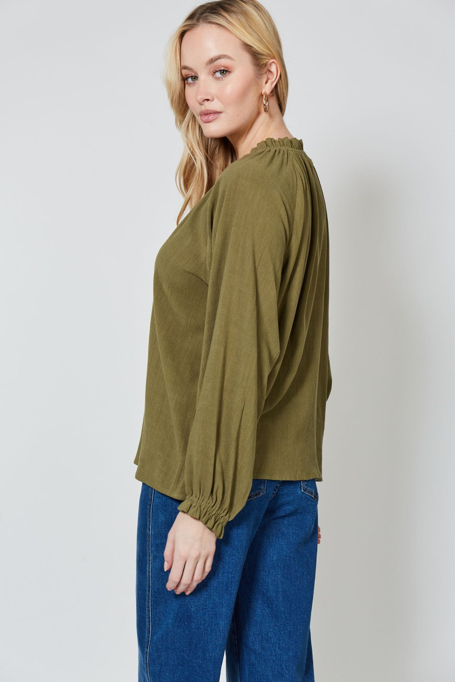 Vera Pleat Blouse - Evergreen