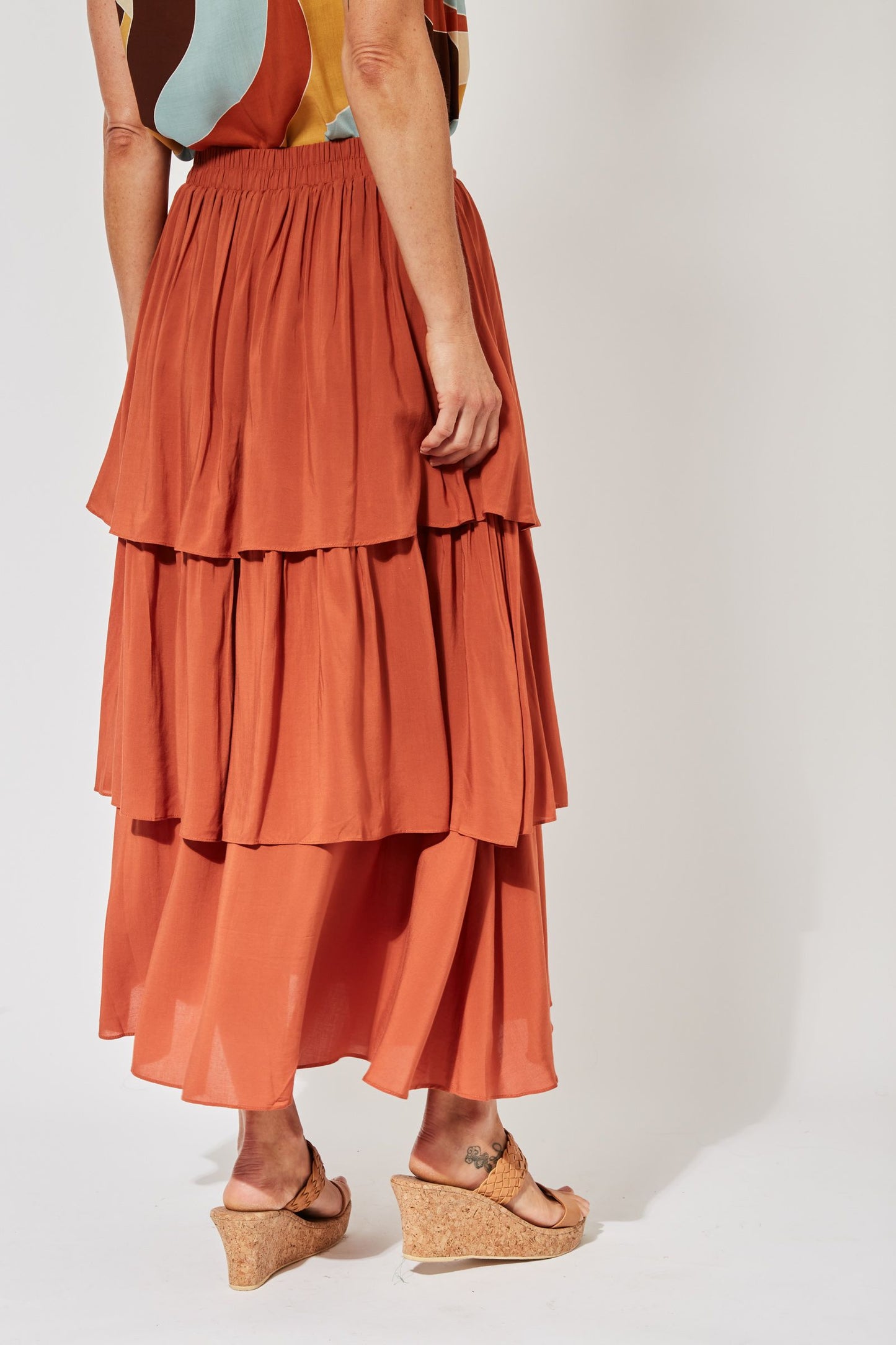 Saba Tiered Skirt - Rust