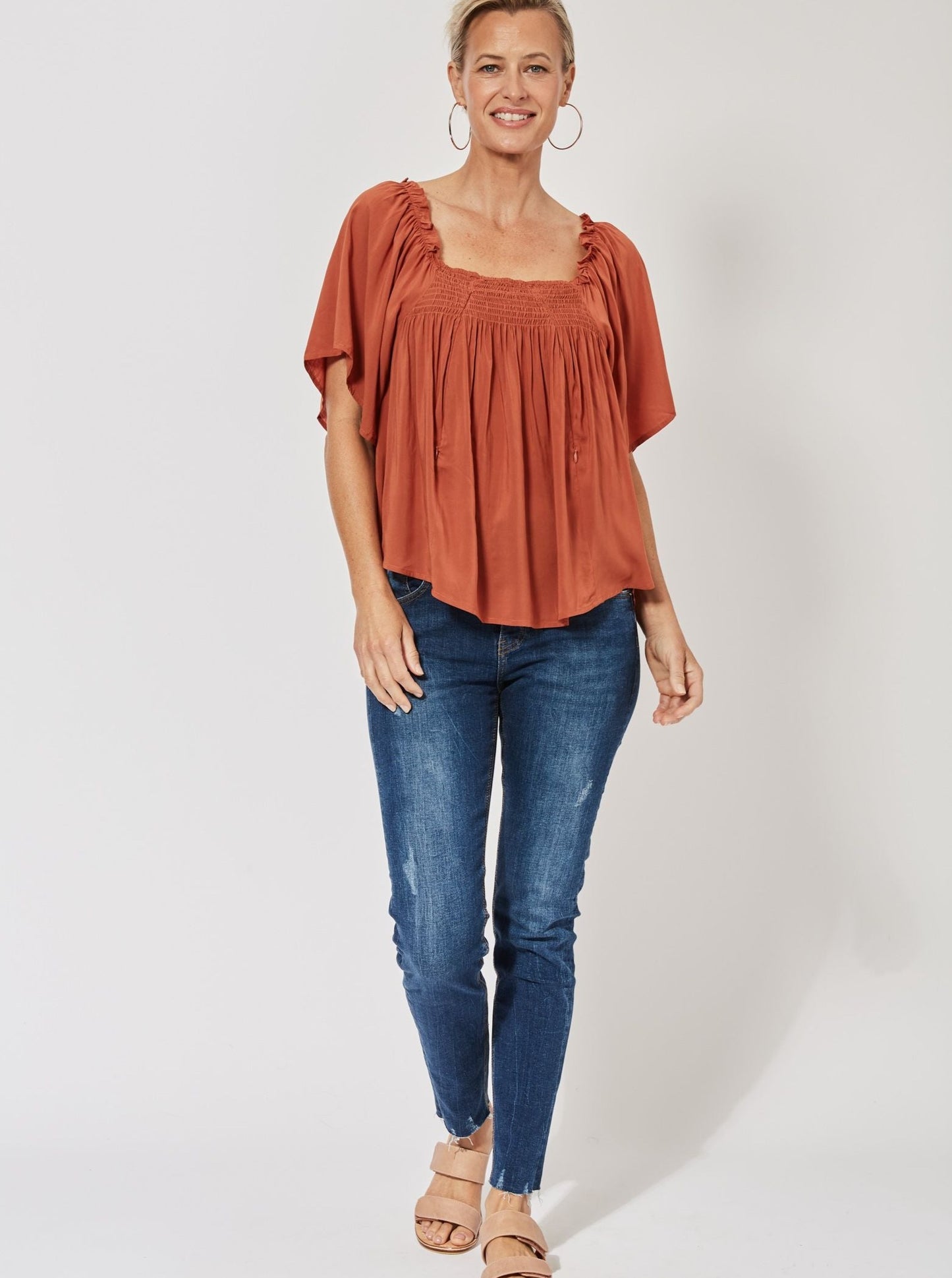 Saba Flutter Top - Rust