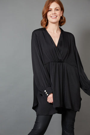 Winona Pleat Blouse - Ebony