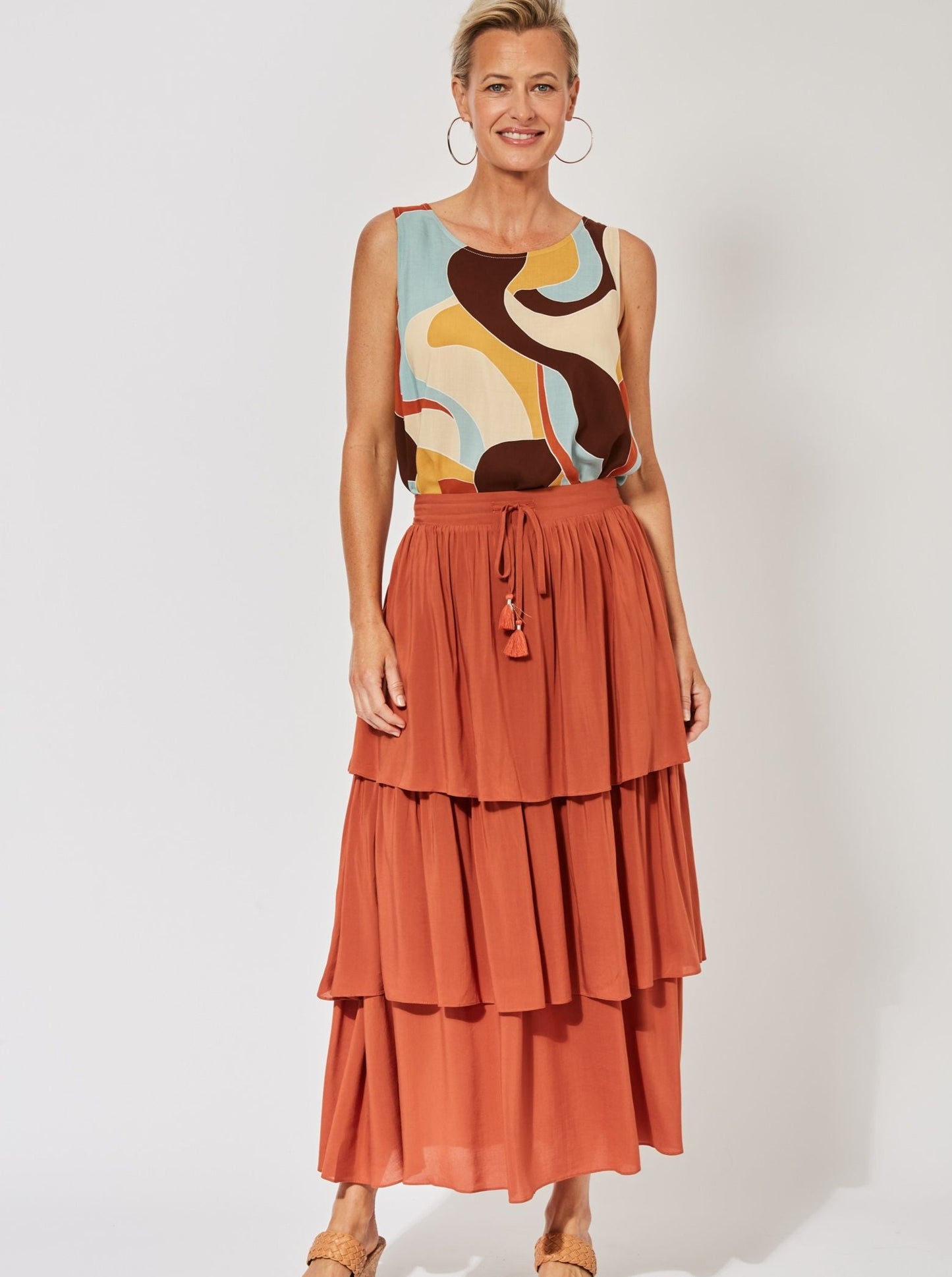 Saba Tiered Skirt - Rust