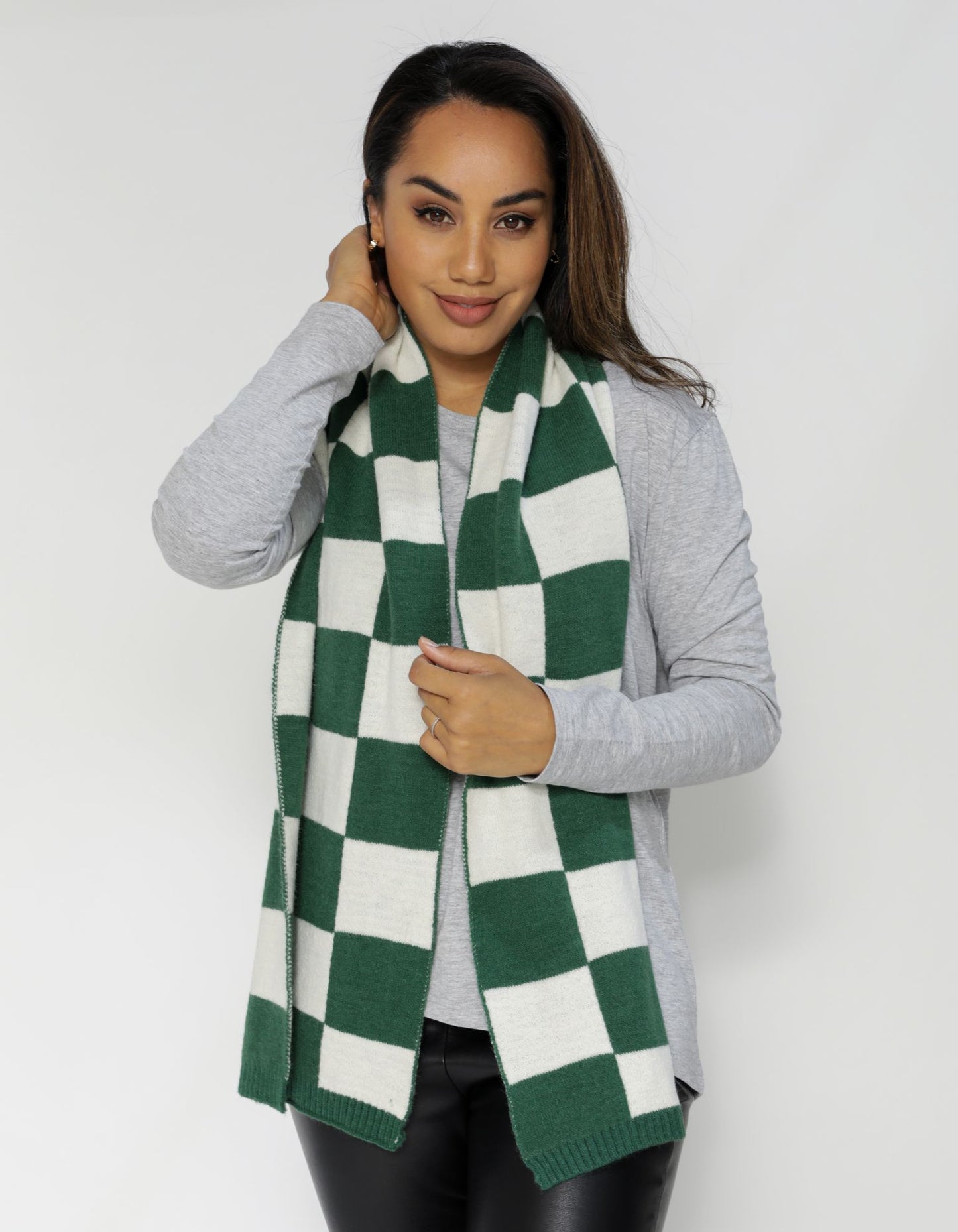 Scarf - Check Emerald and Cream