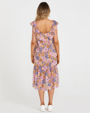 Isla Ruffle Midi Dress - Retro Floral