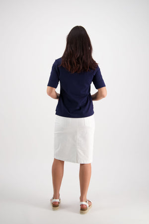 Boat Neck Tee - Navy