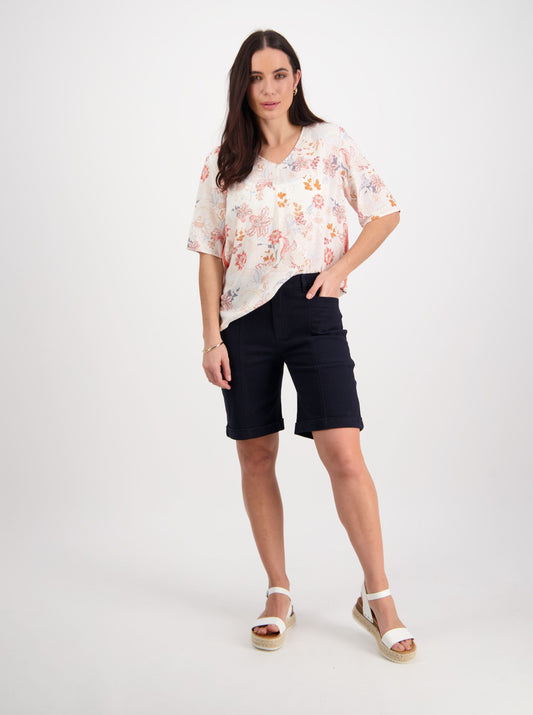 Cotton Drill Above Knee Short - Navy