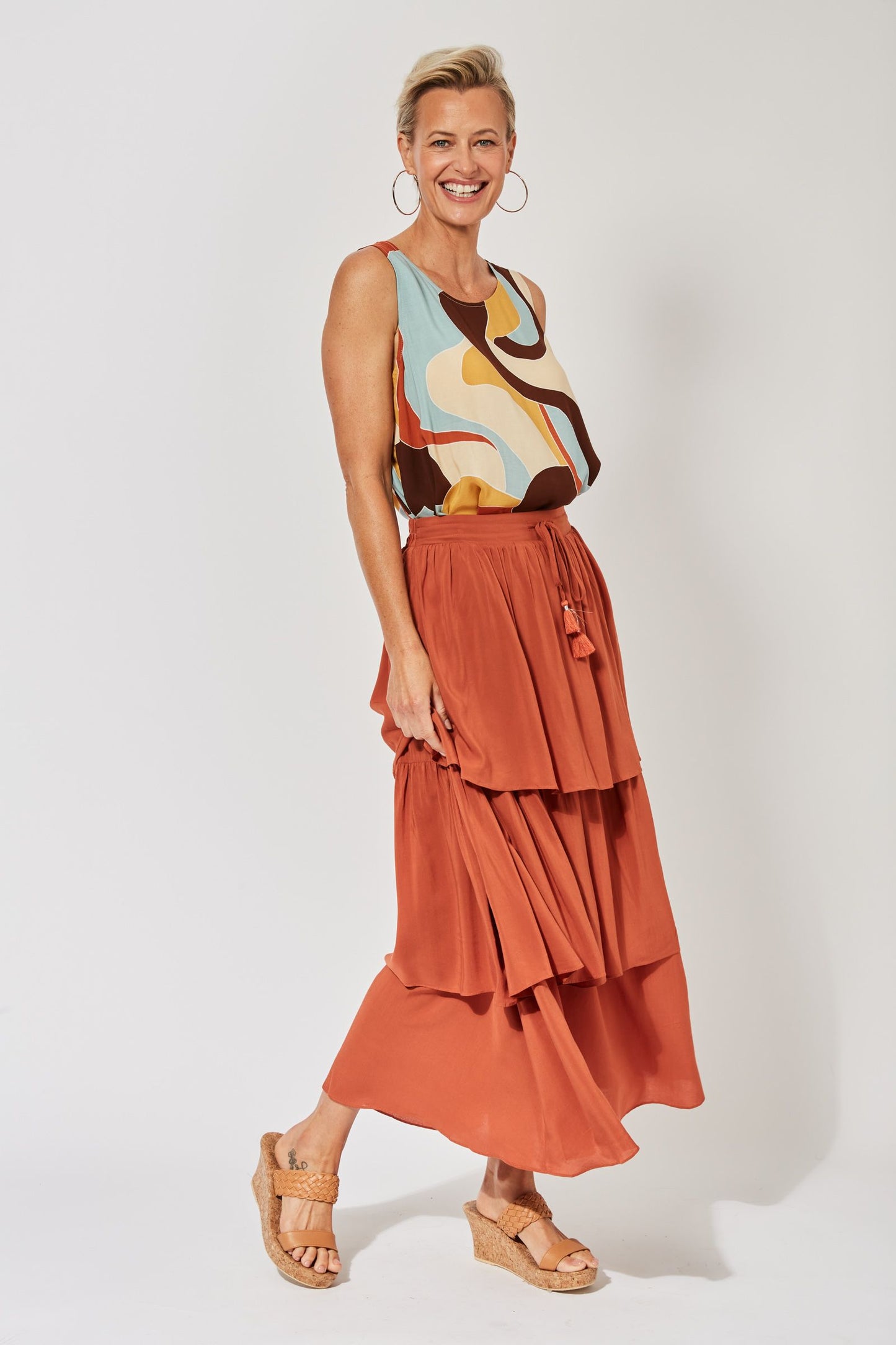 Saba Tiered Skirt - Rust