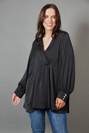 Winona Pleat Blouse - Ebony