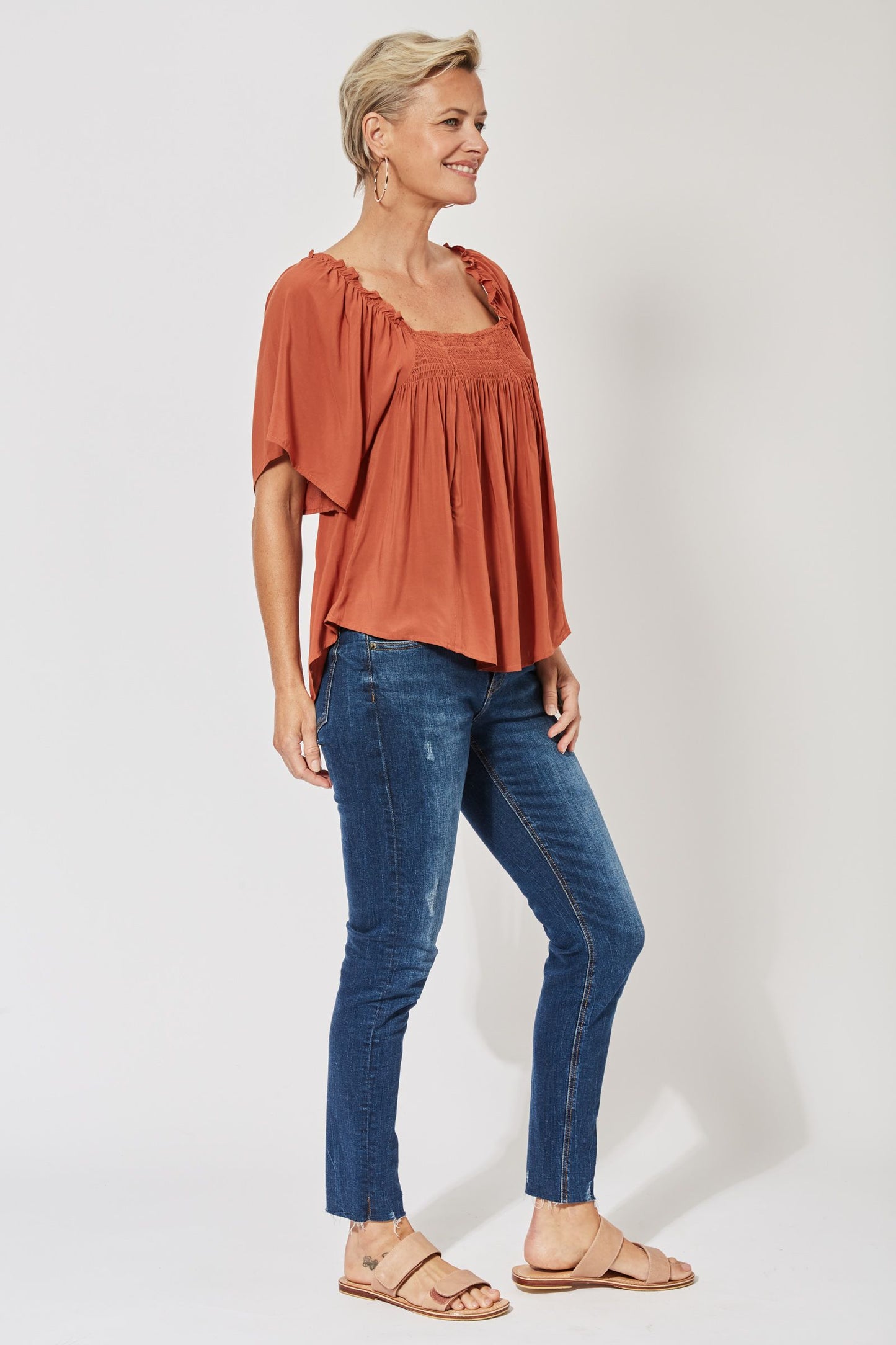 Saba Flutter Top - Rust