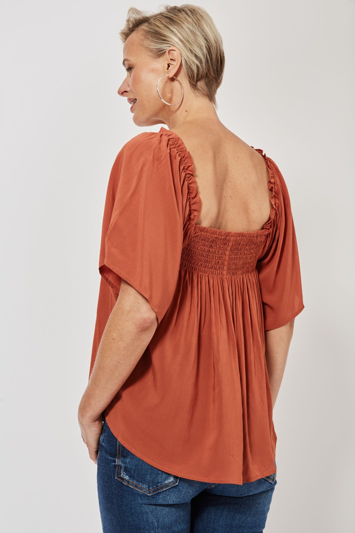 Saba Flutter Top - Rust