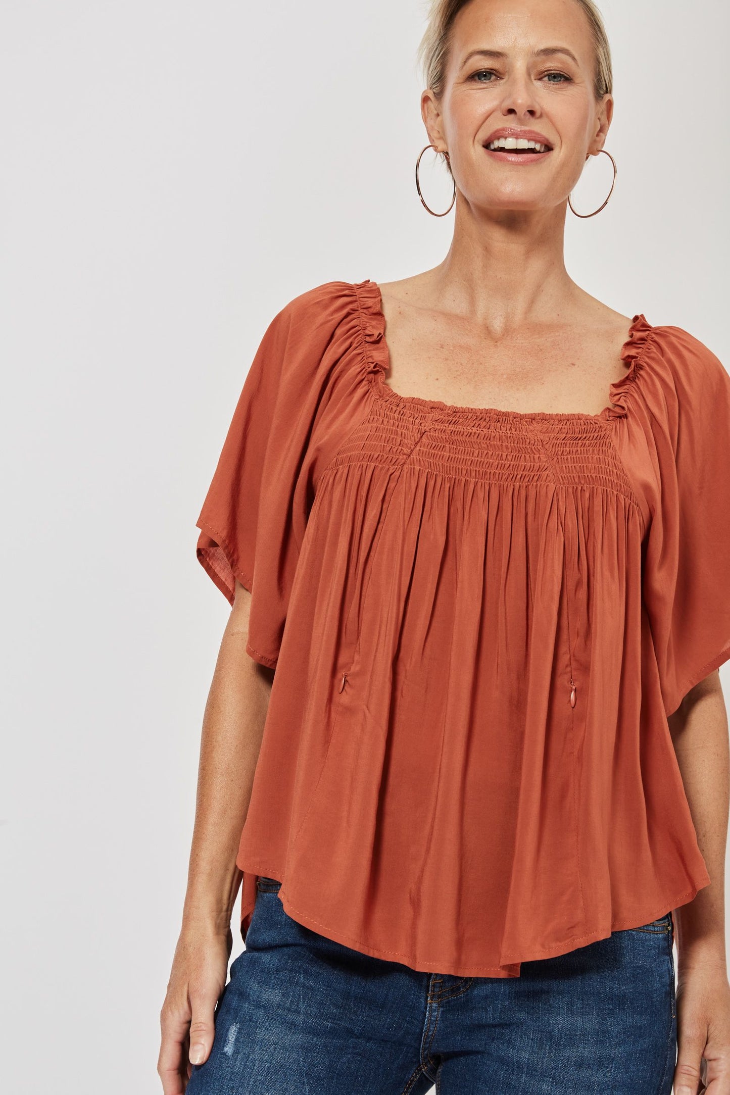 Saba Flutter Top - Rust